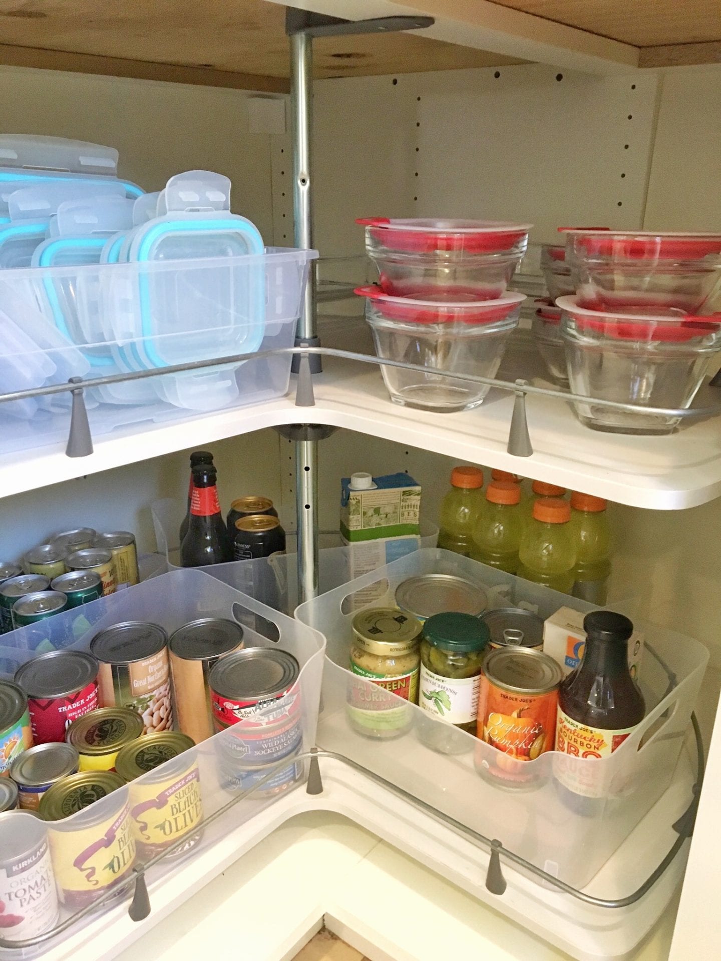 professional organizer help with tidy kitchen cabinet pantry storage and organized kitchen Tupperware