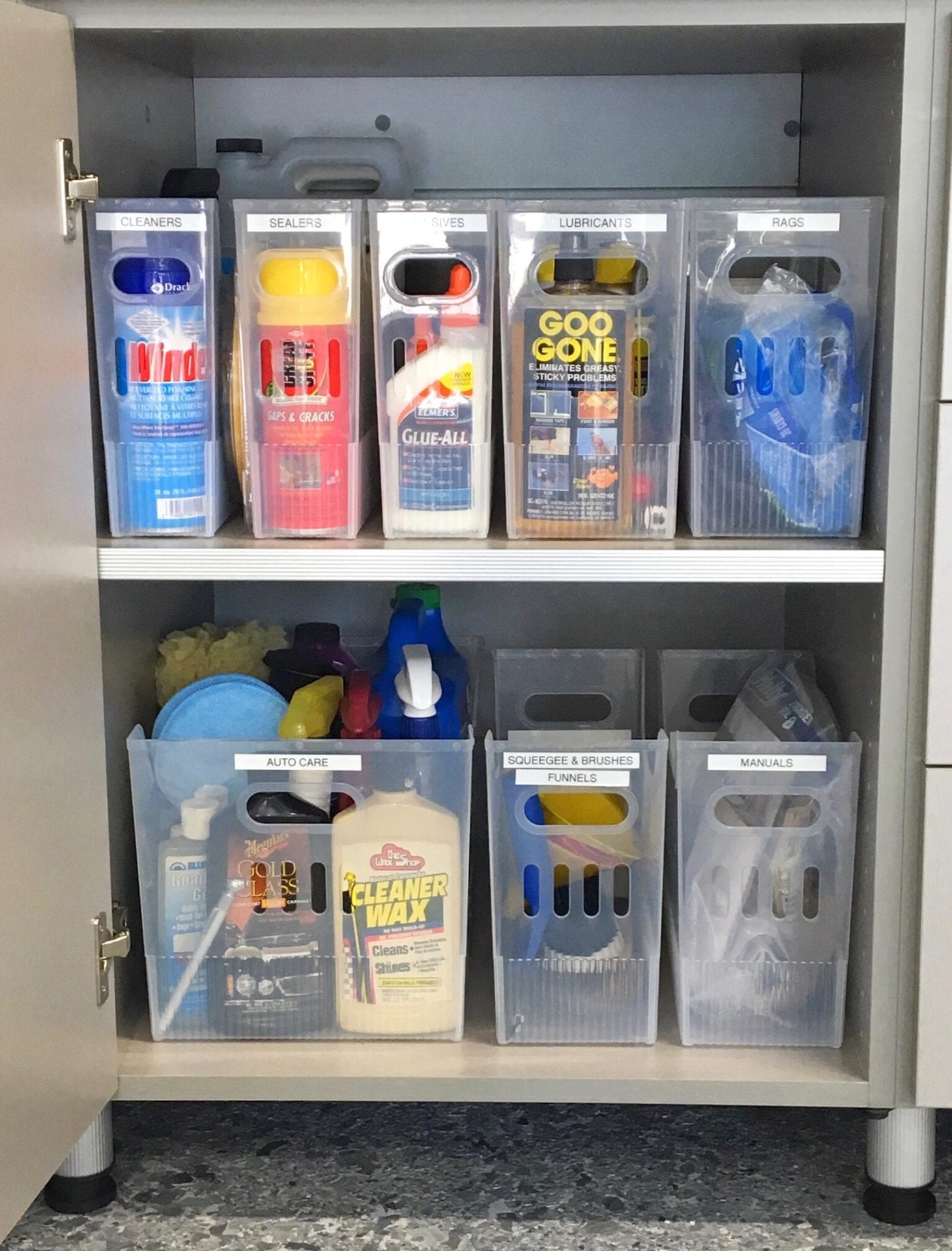 garage cabinet storage for cleaners auto care and car maintenance